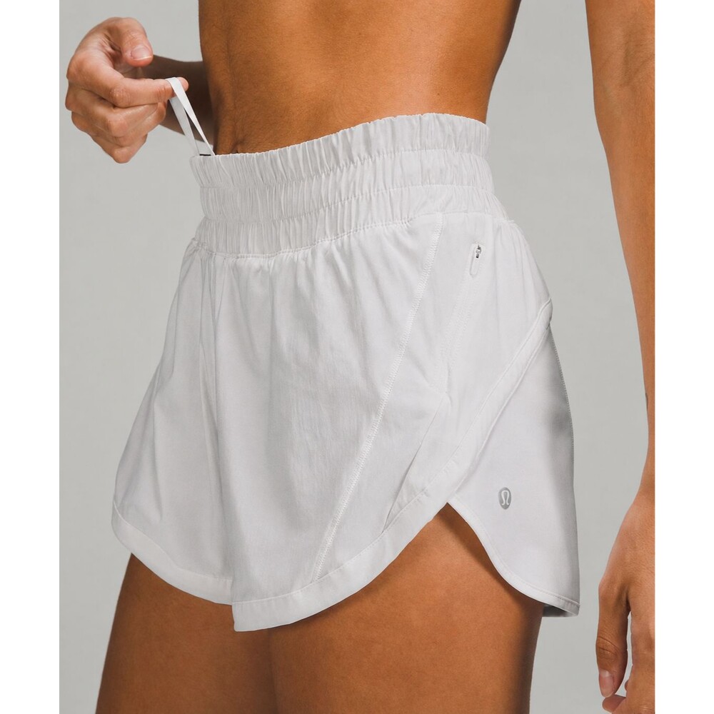 Lululemon Track That High-Rise Lined Short 3" Light Gray/White Women's Size 6